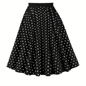Classic Black & White Polka Dot Midi Skirt